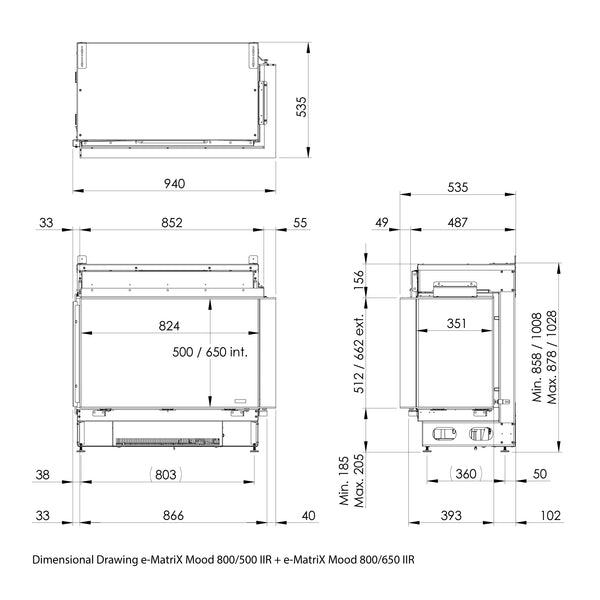 e-MatriX Mood 800-650 II - Water Vapour Fireplace