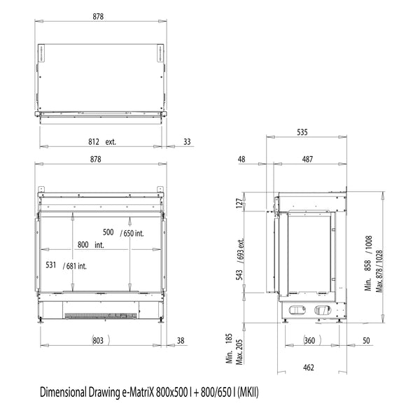 e-MatriX Mood 800-650 I - Water Vapour Fireplace