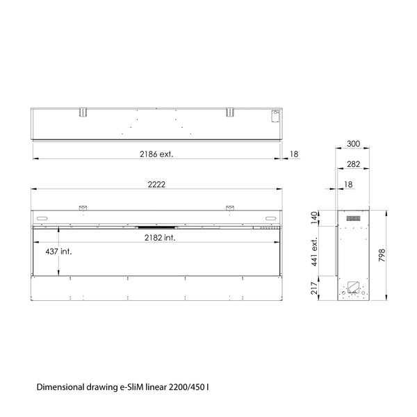 e-SliM Linear 2200-450 I - Water Vapour Fireplace