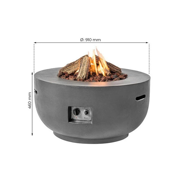 Masă de foc cu șemineu pe gaz Bowl - Antracit
