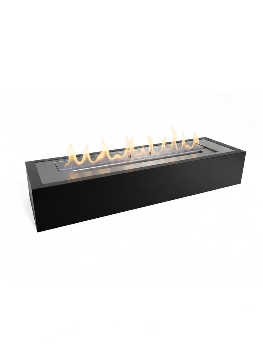 Bioethanol burner insert, 65 cm, lit with a realistic flame, studio hero view