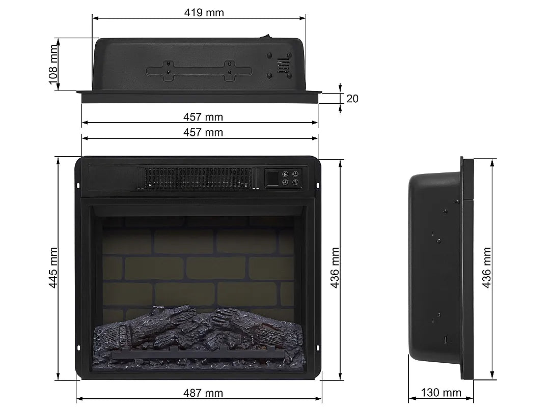ArtiFlame AF18B - Șemineu electric încastrat de 18"