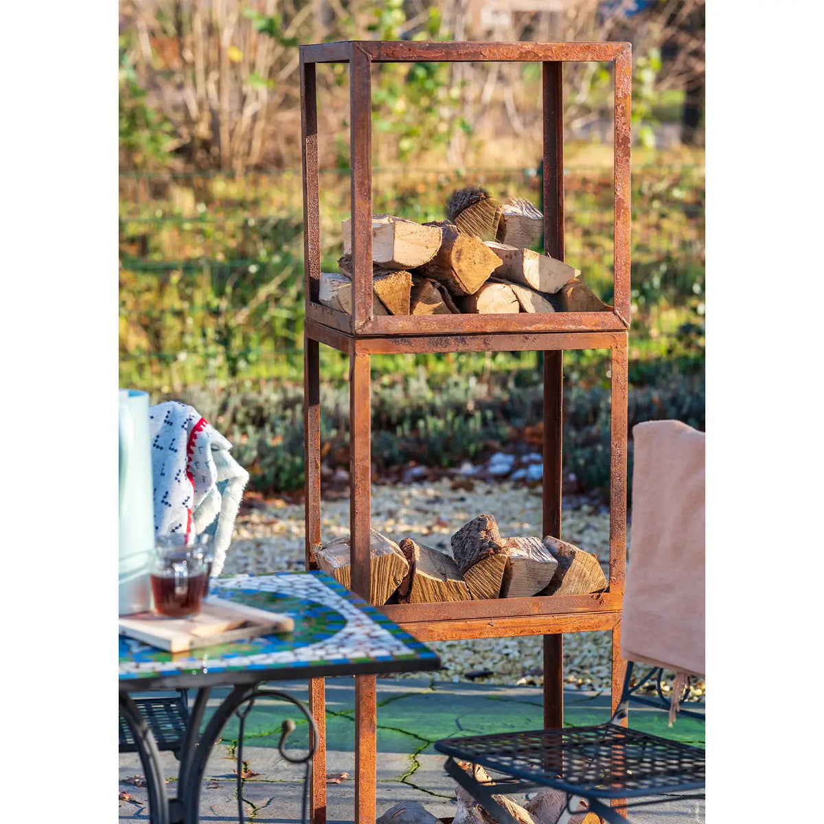 Cutie pentru depozitarea lemnelor din oțel Corten - 50 cm