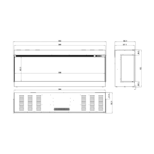 Șemineu electric încastrat 3D, 160 cm, superb