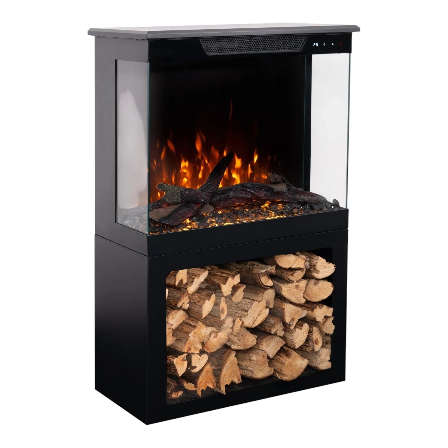 Tower 76 Electric Fireplace with Log Storage