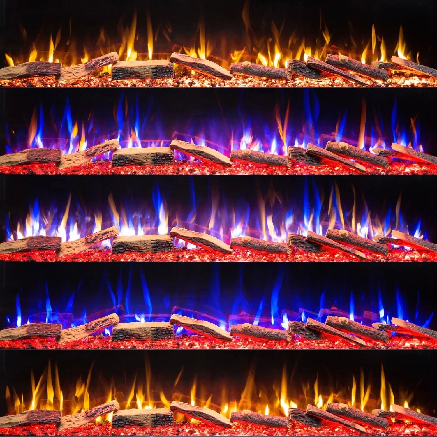 Unique 254 cm - Three-sided Electric Fireplace