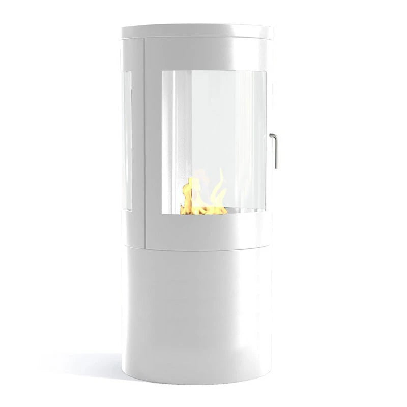 Bio Wood Stove in White with 360 Flameview