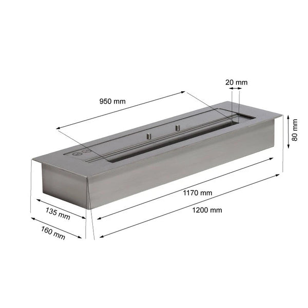 Arzător cu bioetanol Superior 6,0L (L: 120 cm)
