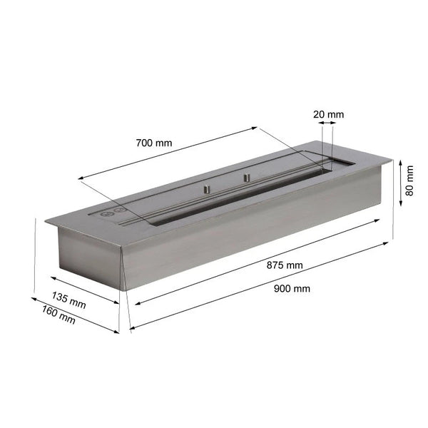 Arzător cu bioetanol Superior 4,5L (L: 90 cm)
