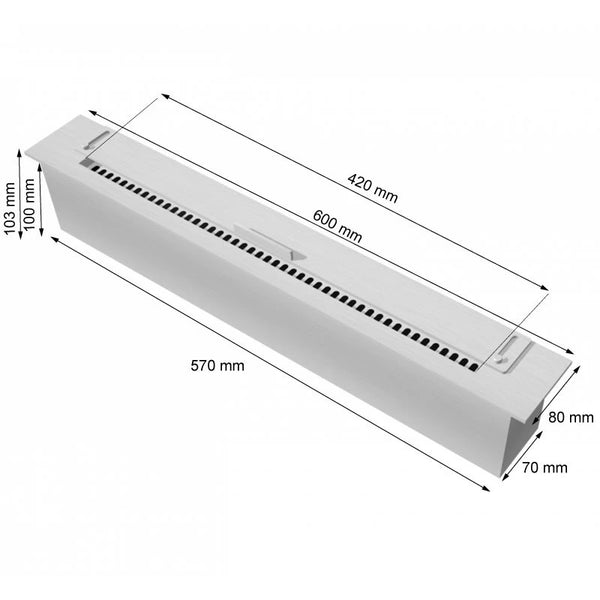 Arzător Slimline din oțel - 60 cm