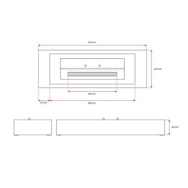 Insert arzător bioetanol - 57,4 cm