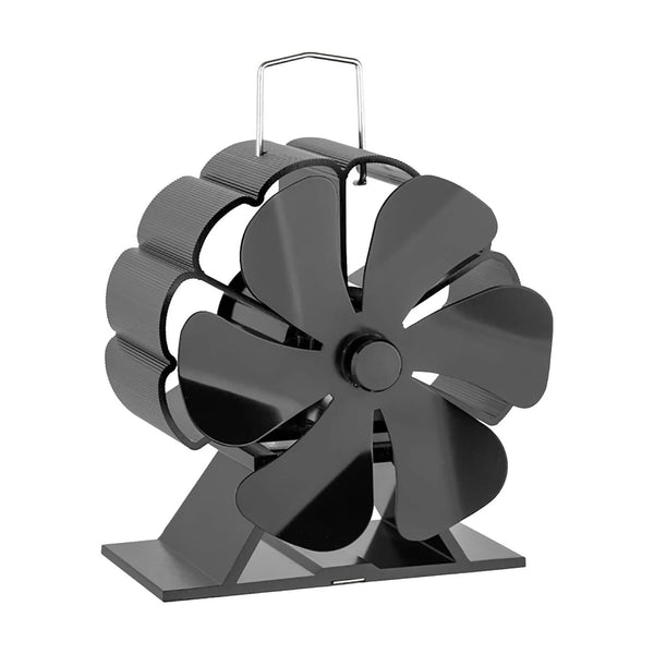 Ventilator negru pentru sobă, acționat de căldură – 6 pale | Oțel