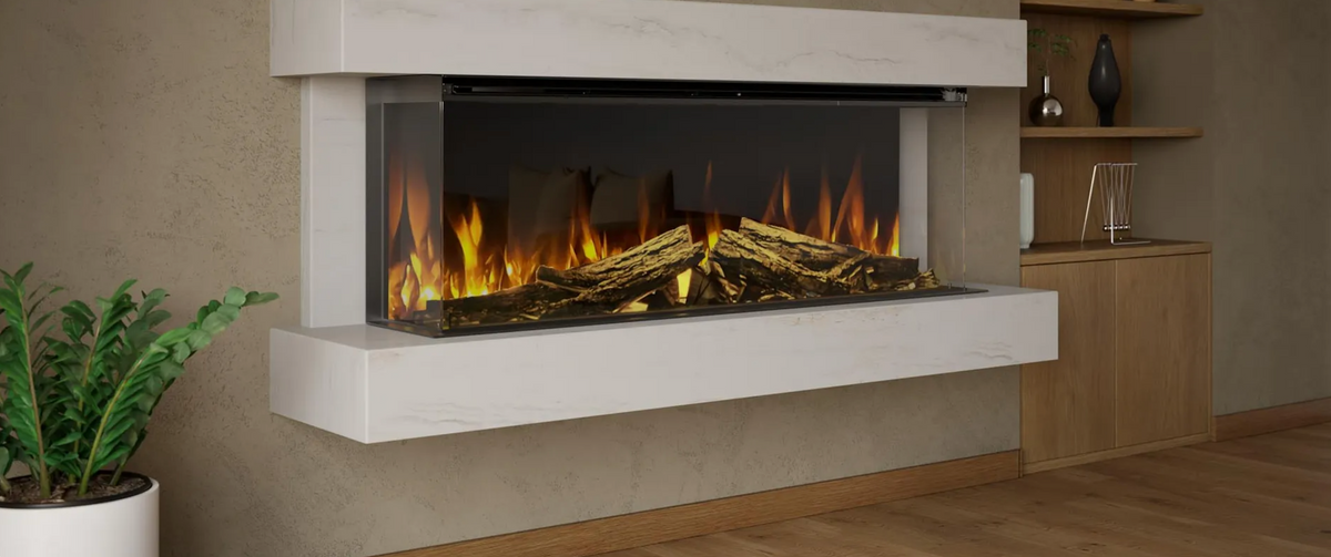 Winchester 1600 Marmură Albă – Șemineu Electric Lățit, Montat pe Perete