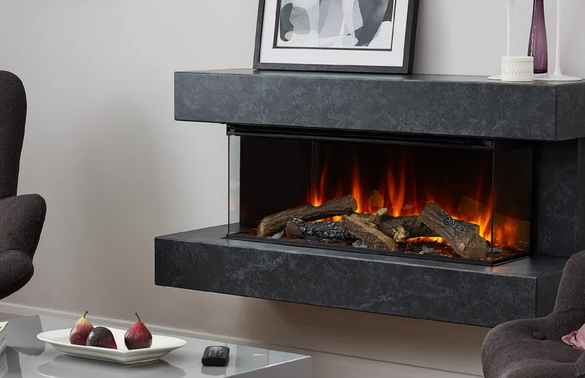 Șemineu electric de perete Winchester 870 cu ramă – marmură gri
