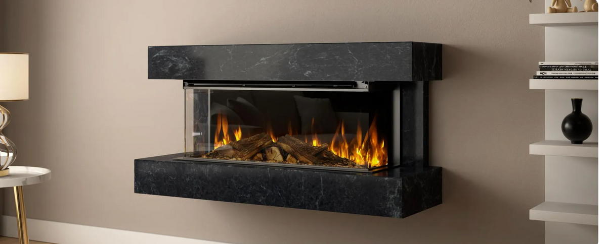 Șemineu electric de perete Winchester 870 cu ramă – marmură gri