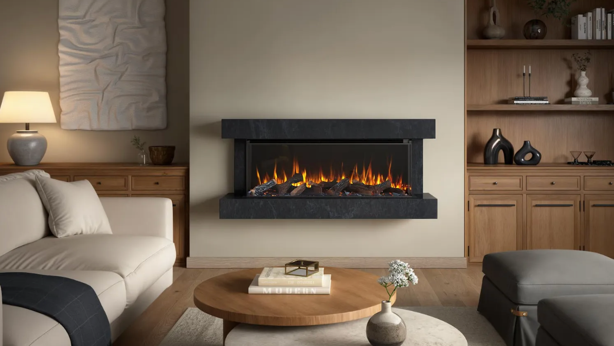 Șemineu electric de perete Winchester 870 cu ramă – marmură gri