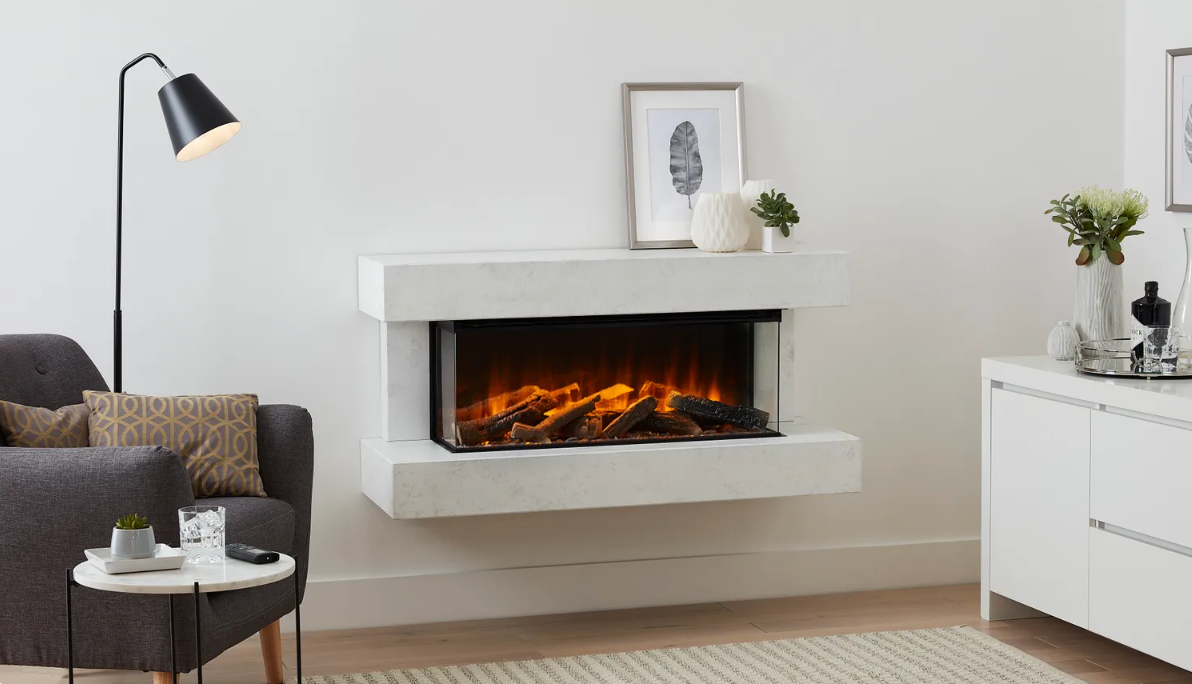 Winchester 1200 Marmură Albă – Șemineu Electric de Perete