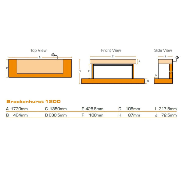 Brockenhurst 1200 White Marble – Wall-Mounted Electric Fireplace Suite