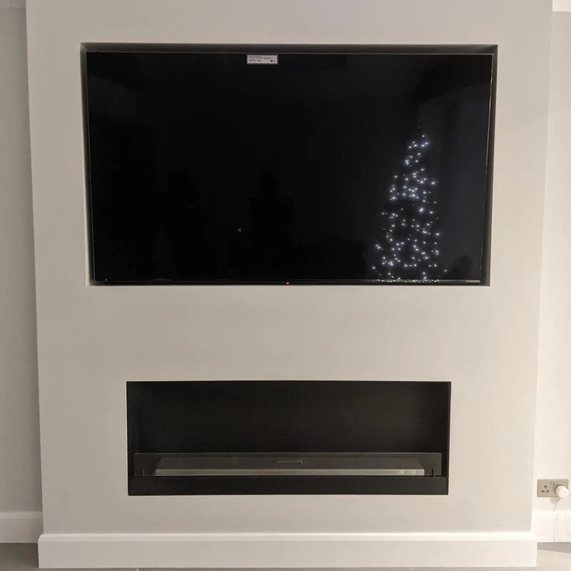 Șemineu cu bioetanol încastrat, negru, 140 cm