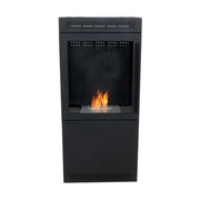 ScandiFlames Jackson black bioethanol wood stove, lit flame, studio view