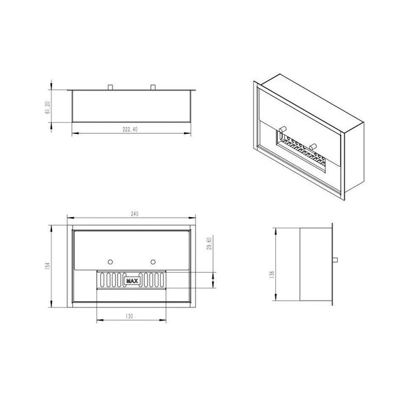 Arzător Deluxe pe bioetanol de 1 litru, 24 cm