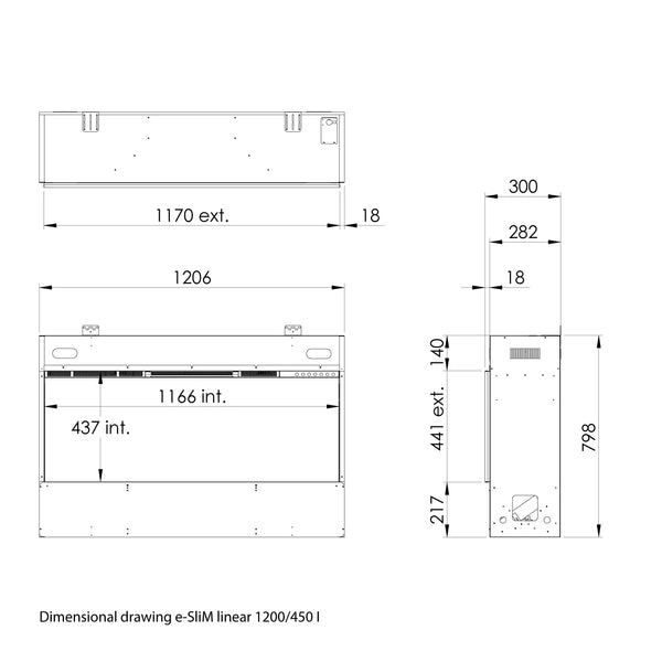e-SliM Linear 1200-450 I - Water Vapour Fireplace