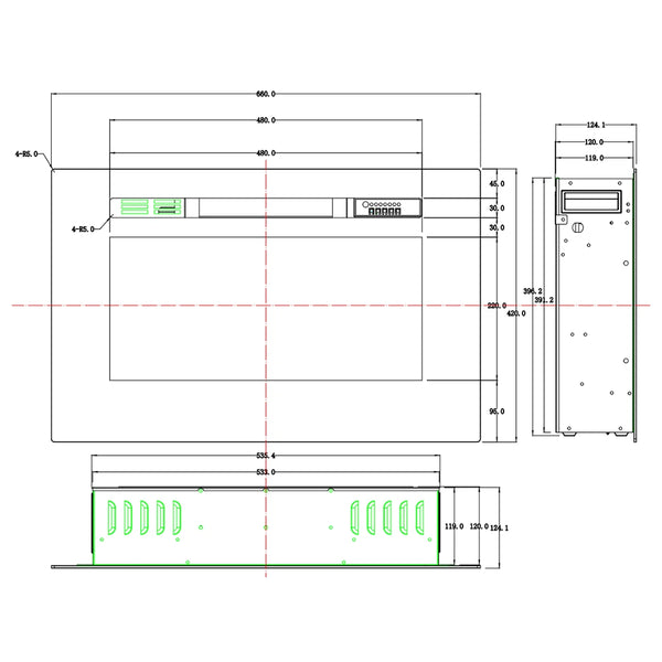 LED Pro Șemineu Electric Încastrat - 66 cm