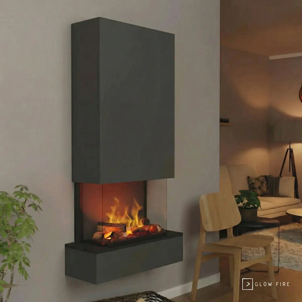 Hölderlin Tall Gri - OMC 600 | Șemineu pe vapori de apă montat pe perete