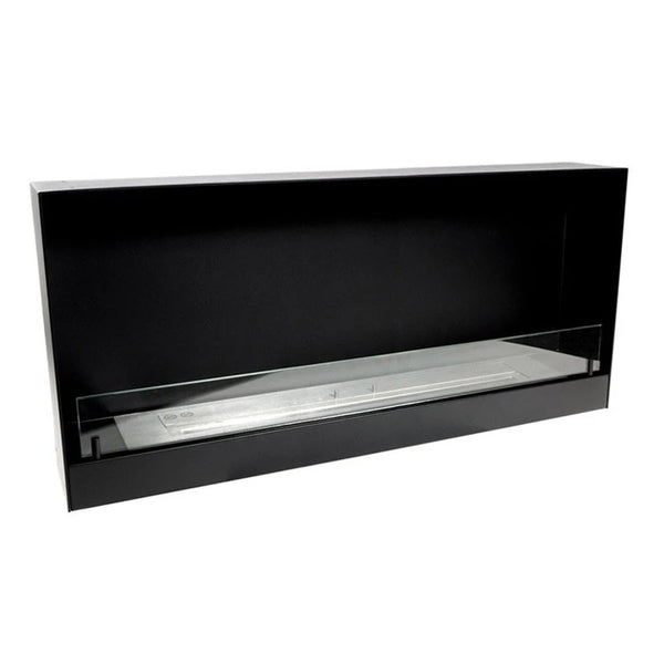 Șemineu cu bioetanol încastrat, negru, 140 cm