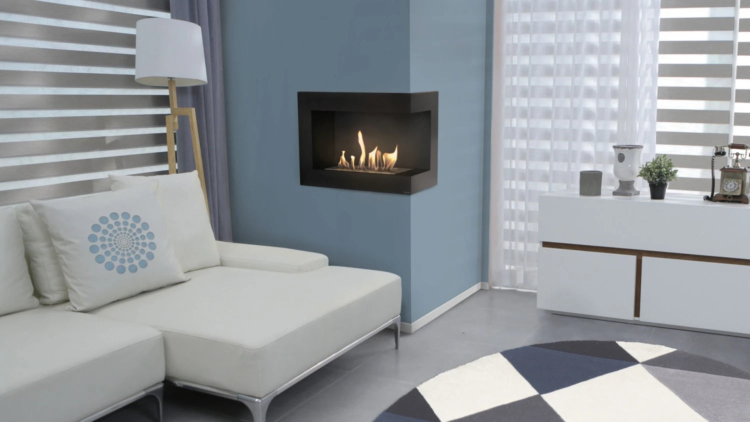 Corner Bio Fireplace 90 cm (Right)
