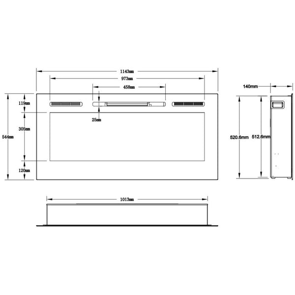 Șemineu electric de perete Majestic 45" - 114 cm