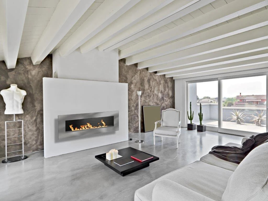 Icon Fires Nero 1150 Wall Fire - Brushed Steel