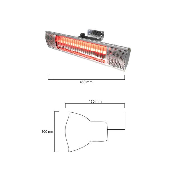 Încălzitor de terasă montat pe perete 1500 W, GT, 51 cm