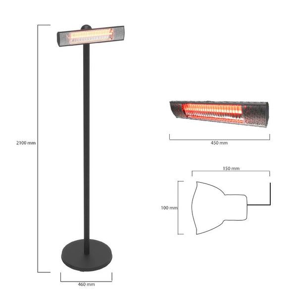 Încălzitor de terasă independent 1500 W, GT, negru