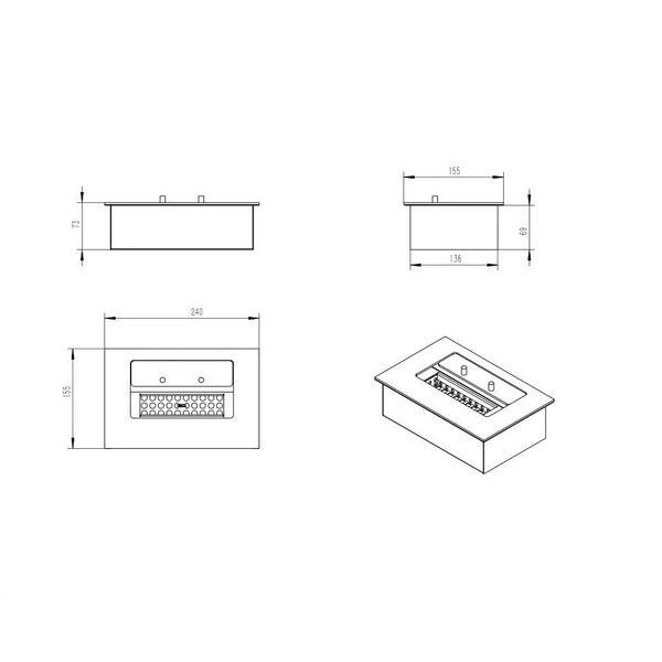 Arzător Bioetanol Premium de 1,3 litri – 24 cm