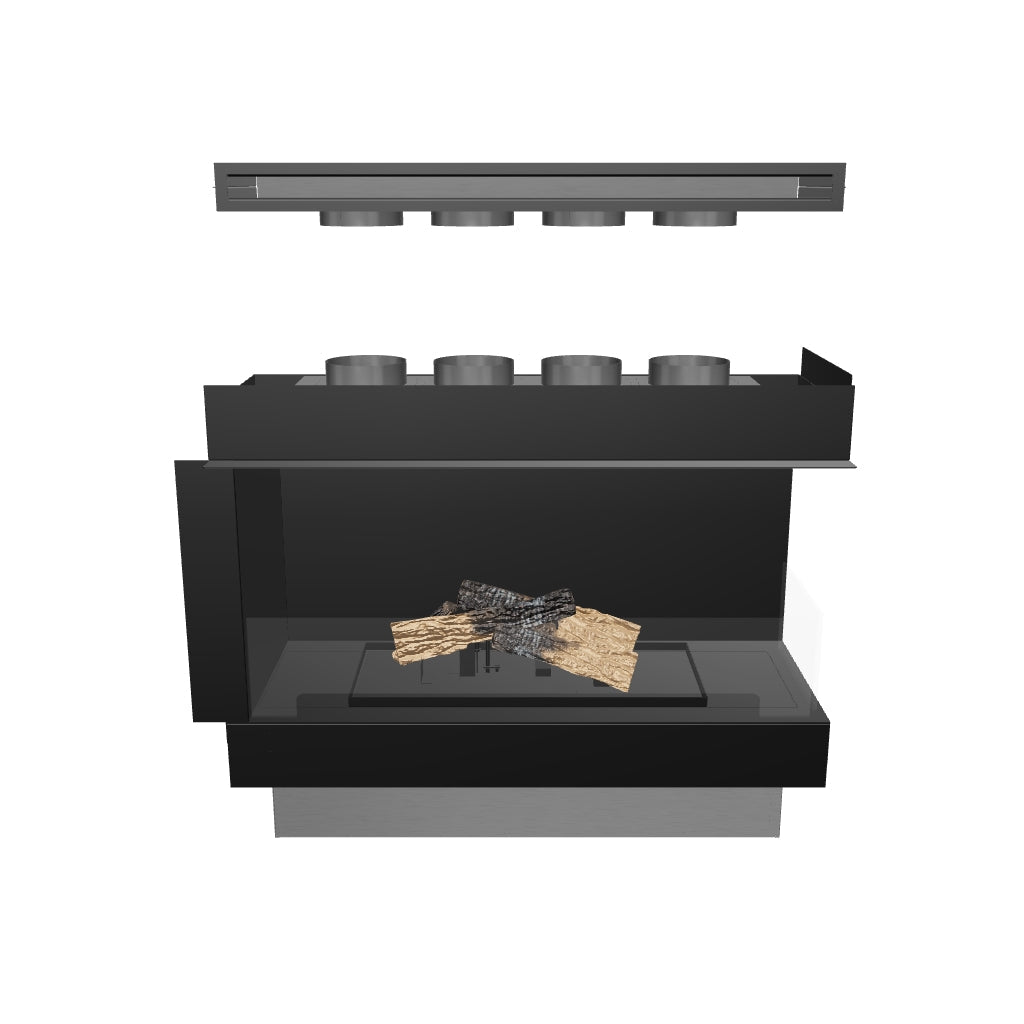 Flogs Box 1000 Colț Dreapta (Ventilație în Cameră) - Șemineu pe Bioetanol