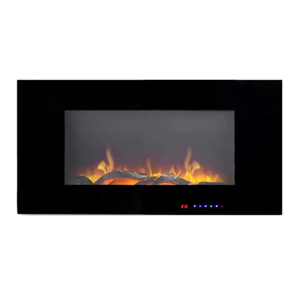 Șemineu electric de perete Azurite - negru - 91 cm