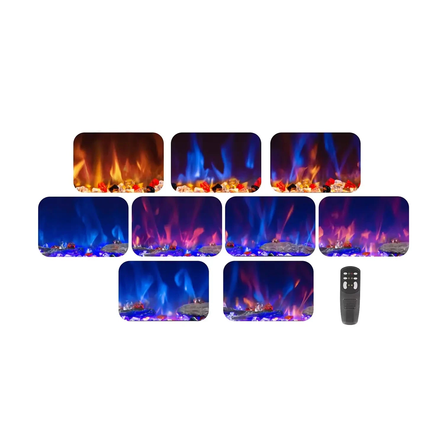 Azurite Wall-Mounted Electric Fireplace - Black - 91 cm