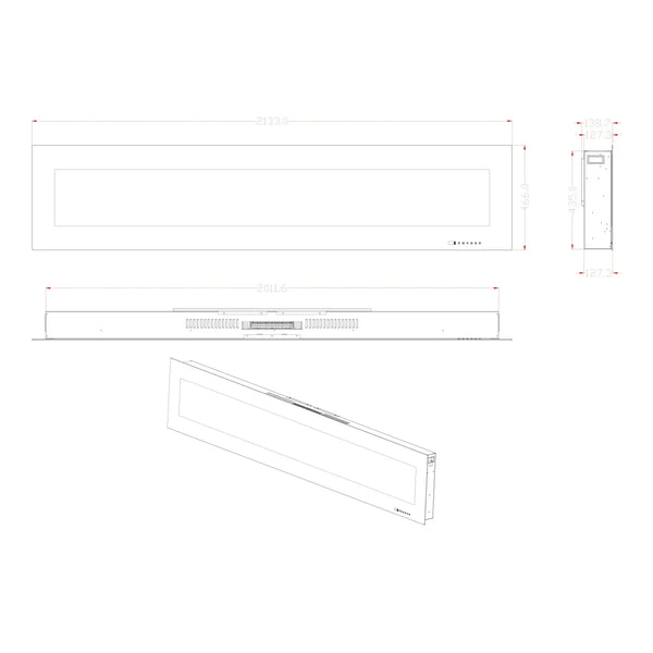 Șemineu electric Azurite - negru - 213 cm