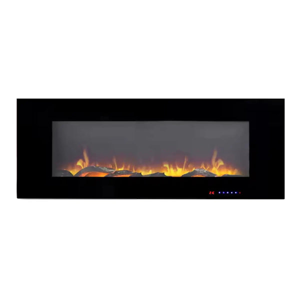 Șemineu electric de perete Azurite - negru - 127 cm