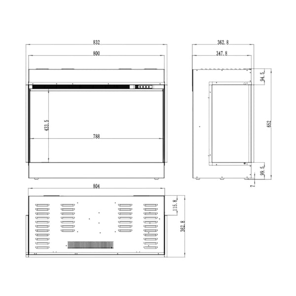 Șemineu electric încorporat 3D, 80 cm, superb