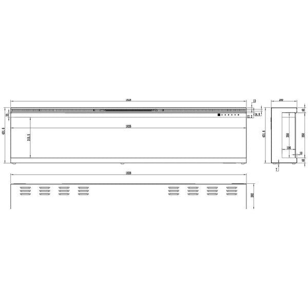 Unique 183 cm - Șemineu electric cu trei laturi