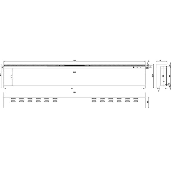 Unique 254 cm - Șemineu electric cu trei laturi